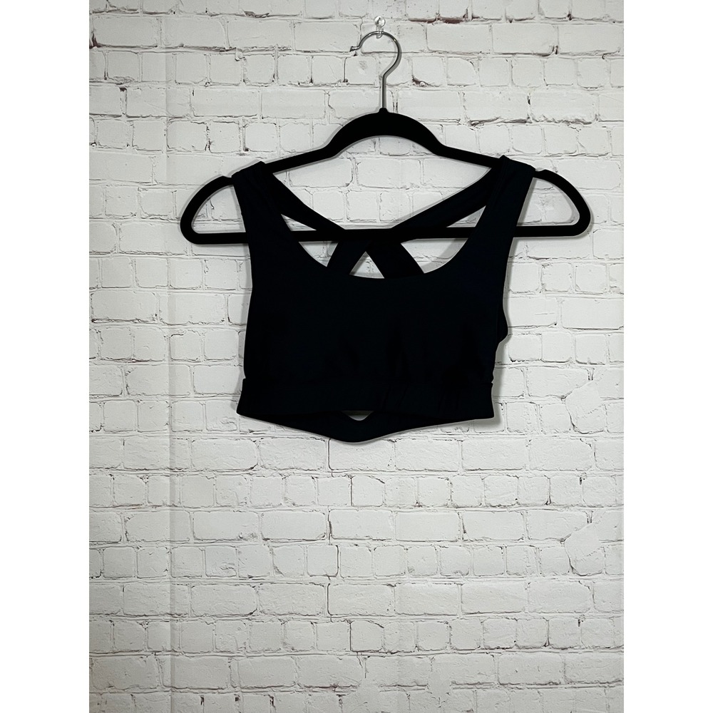 Carbon38 Womens Black Criss-Cross Back Cutout Sports Bra Size Small